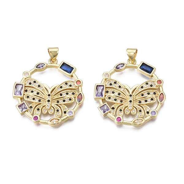 PandaHall Brass Micro Pave Cubic Zirconia Pendants, with Brass Snap on Bails, Nickel Free, Real 18K Gold Plated, Ring with Butterfly...
PandaHall Brass Micro Pave Cubic Zirconia Pendants, with Brass Snap on Bails, Nickel Free, Real 18K Gold Plated, Ring with Butterfly...