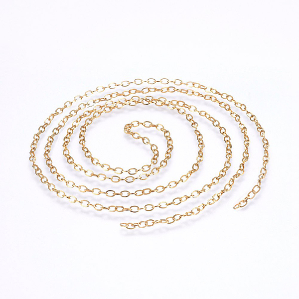 PandaHall 304 Stainless Steel Cable Chains, Soldered, Flat Oval, Golden, 2.8x0.5mm 304 Stainless Steel
PandaHall 304 Stainless Steel Cable Chains, Soldered, Flat Oval, Golden, 2.8x0.5mm 304 Stainless Steel