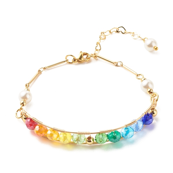 PandaHall Natural Pearl & Faceted Glass Beaded Bracelet for Teen Girl Women, Wire Wrap Brass Link Chain Bracelet, Golden, Colorful, 6-1/4...
PandaHall Natural Pearl & Faceted Glass Beaded Bracelet for Teen Girl Women, Wire Wrap Brass Link Chain Bracelet, Golden, Colorful, 6-1/4...