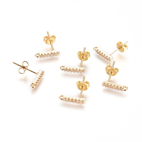 PandaHall Brass Micro Pave Cubic Zirconia Stud Earring Finding, Long-Lasting Plated, Strip, with Loop and Ear Nuts, Clear, Real 18K Gold...
PandaHall Brass Micro Pave Cubic Zirconia Stud Earring Finding, Long-Lasting Plated, Strip, with Loop and Ear Nuts, Clear, Real 18K Gold...