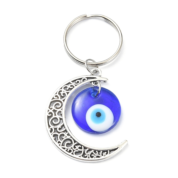 PandaHall Alloy Moon Pendant Keychain, with Lampwork Evil Eye, Iron Split Key Rings, Antique Silver & Platinum, 6.9cm Alloy Moon Blue
PandaHall Alloy Moon Pendant Keychain, with Lampwork Evil Eye, Iron Split Key Rings, Antique Silver & Platinum, 6.9cm Alloy Moon Blue
