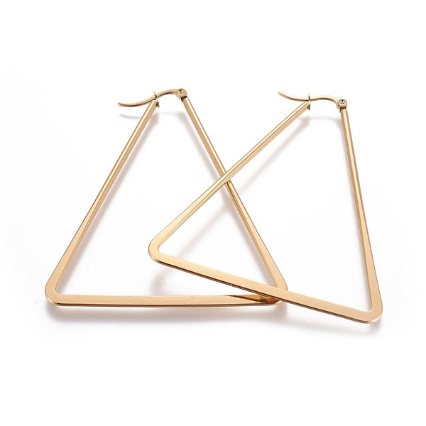 PandaHall 304 Stainless Steel Angular Hoop Earrings, Hypoallergenic Earrings, Triangle, Golden, 12 Gauge, 67~68x58x2mm, Pin: 0.8mm 304...
PandaHall 304 Stainless Steel Angular Hoop Earrings, Hypoallergenic Earrings, Triangle, Golden, 12 Gauge, 67~68x58x2mm, Pin: 0.8mm 304...