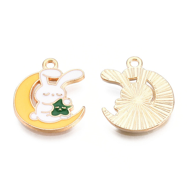 PandaHall Alloy Enamel Pendants, Cadmium Free & Nickel Free & Lead Free, Light Gold, Moon with Rabbit, Gold, 18x15x1.5mm, Hole: 1.4mm...
PandaHall Alloy Enamel Pendants, Cadmium Free & Nickel Free & Lead Free, Light Gold, Moon with Rabbit, Gold, 18x15x1.5mm, Hole: 1.4mm...