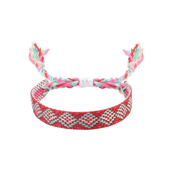 PandaHall Rhombus Polyester Braided Cord Bracelet, Ethnic Tribal Adjustable Bohemia Bracelet, Cerise, 7-1/8 inch(18cm) Polyester Rhombus Red
PandaHall Rhombus Polyester Braided Cord Bracelet, Ethnic Tribal Adjustable Bohemia Bracelet, Cerise, 7-1/8 inch(18cm) Polyester Rhombus Red