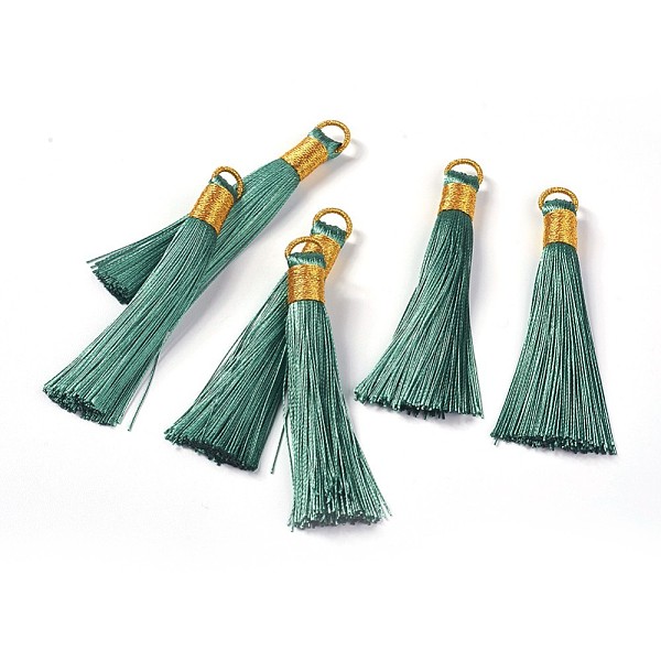 PandaHall Nylon Tassel Big Pendants, with Iron Findings, Golden, Sea Green, 80x8.5mm, Hole: 5x6.5mm Nylon Green
PandaHall Nylon Tassel Big Pendants, with Iron Findings, Golden, Sea Green, 80x8.5mm, Hole: 5x6.5mm Nylon Green
