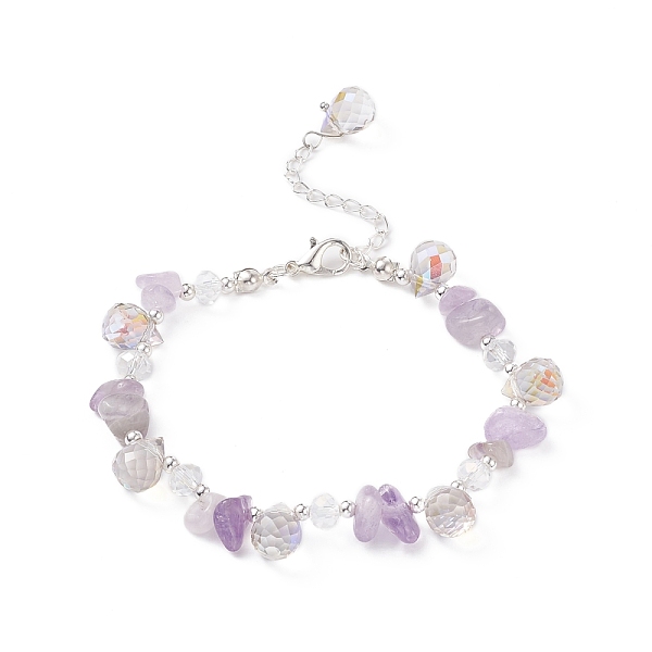PandaHall Natural Amethyst Chips & Glass Teardrop Beaded Bracelet, 304 Stainless Steel Jewelry for Women, 7-1/2 inch(19cm) Amethyst
PandaHall Natural Amethyst Chips & Glass Teardrop Beaded Bracelet, 304 Stainless Steel Jewelry for Women, 7-1/2 inch(19cm) Amethyst