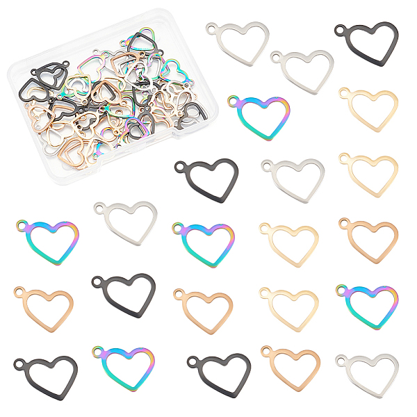 PandaHall Unicraftale 50Pcs 5 Style Ion Plating(IP) 304 Stainless Steel Open Pendants, Heart, Mixed Color, 10x13.7~14x0.8~1mm, Hole: 1~1.4mm...
PandaHall Unicraftale 50Pcs 5 Style Ion Plating(IP) 304 Stainless Steel Open Pendants, Heart, Mixed Color, 10x13.7~14x0.8~1mm, Hole: 1~1.4mm...