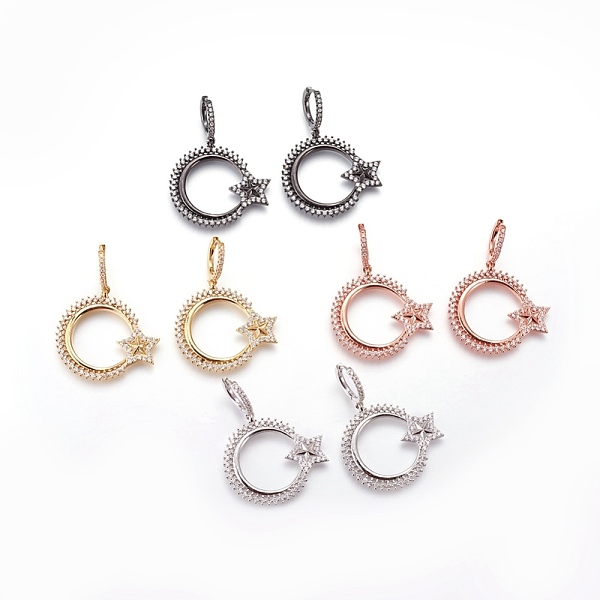 PandaHall Brass Cubic Zirconia Hoop Earrings, Dangle Earrings, Ring with Star, Clear, Mixed Color, 42.5mm, Pendant: 29.5x32x3mm, Pin: 1mm...
PandaHall Brass Cubic Zirconia Hoop Earrings, Dangle Earrings, Ring with Star, Clear, Mixed Color, 42.5mm, Pendant: 29.5x32x3mm, Pin: 1mm...
