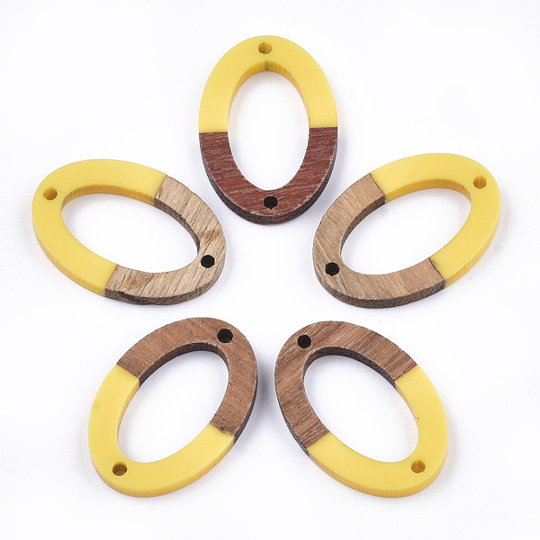 PandaHall Resin & Walnut Wood Links connectors, Oval, Gold, 28.5x19.5x3~4mm, Hole: 1.8mm Resin+Wood Oval Gold
PandaHall Resin & Walnut Wood Links connectors, Oval, Gold, 28.5x19.5x3~4mm, Hole: 1.8mm Resin+Wood Oval Gold