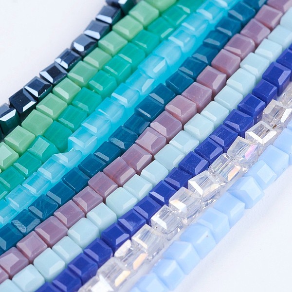 PandaHall Glass Beads Strands, Mixed Style, Faceted, Cube, Mixed Color, 2~2.5x2~2.5x2~2.5mm, Hole: 0.5mm, about 195~200pcs/strand, 16.9~17.5..., Multicolor 
PandaHall Glass Beads Strands, Mixed Style, Faceted, Cube, Mixed Color, 2~2.5x2~2.5x2~2.5mm, Hole: 0.5mm, about 195~200pcs/strand, 16.9~17.5..., Multicolor