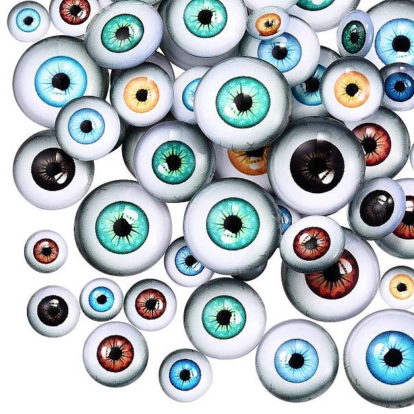 PandaHall 70Pcs 5 Styles Glass Cabochons, Half Round/Dome with Eye Pattern, Mixed Color, 8~18mm, 14pcs/style Glass Eye Multicolor
PandaHall 70Pcs 5 Styles Glass Cabochons, Half Round/Dome with Eye Pattern, Mixed Color, 8~18mm, 14pcs/style Glass Eye Multicolor