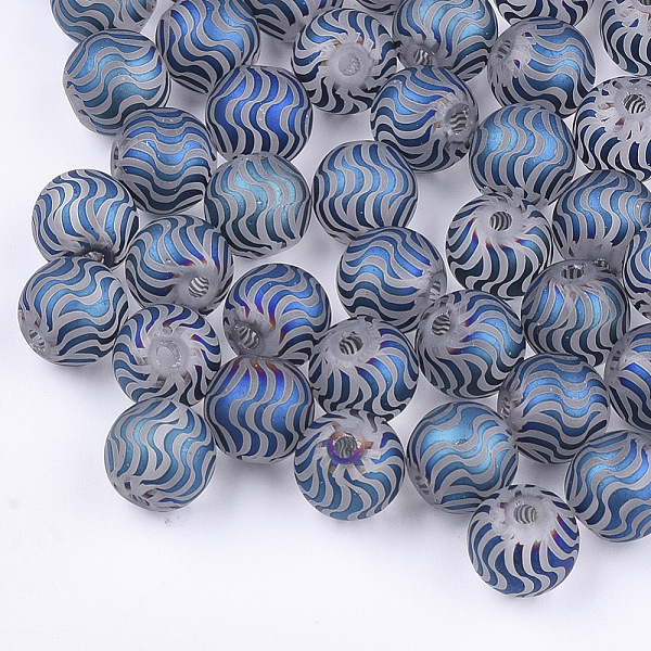 PandaHall Electroplate Glass Beads, Frosted, Round with Wave Pattern, Blue, 8~8.5mm, Hole: 1.5mm Glass Round Blue
PandaHall Electroplate Glass Beads, Frosted, Round with Wave Pattern, Blue, 8~8.5mm, Hole: 1.5mm Glass Round Blue