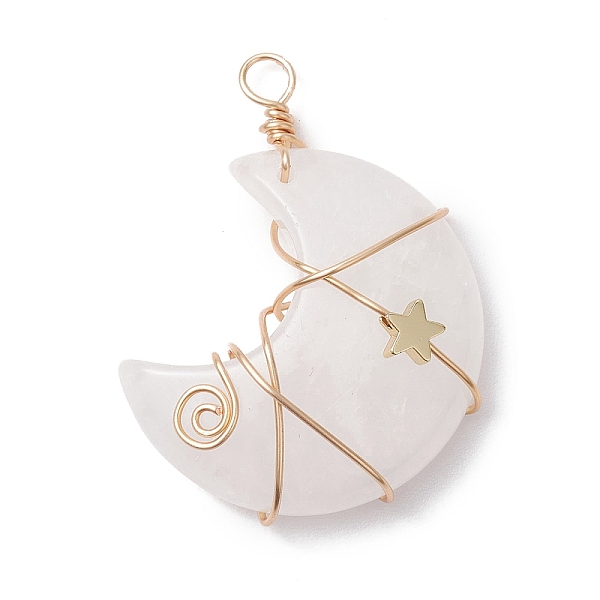 PandaHall Natural Quartz Crystal Copper Wire Wrapped Pendants, Rock Crystal Moon with Star Charms, Golden, 44.5x35x11.5mm, Hole: 4mm Quartz...
PandaHall Natural Quartz Crystal Copper Wire Wrapped Pendants, Rock Crystal Moon with Star Charms, Golden, 44.5x35x11.5mm, Hole: 4mm Quartz...