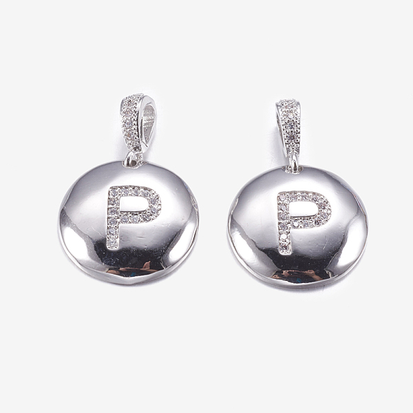 PandaHall Brass Pendants, with Cubic Zirconia, Cadmium Free & Lead Free, Flat Round with Letter, Platinum, Letter.P, 22mm, Hole: 2x3mm...
PandaHall Brass Pendants, with Cubic Zirconia, Cadmium Free & Lead Free, Flat Round with Letter, Platinum, Letter.P, 22mm, Hole: 2x3mm...
