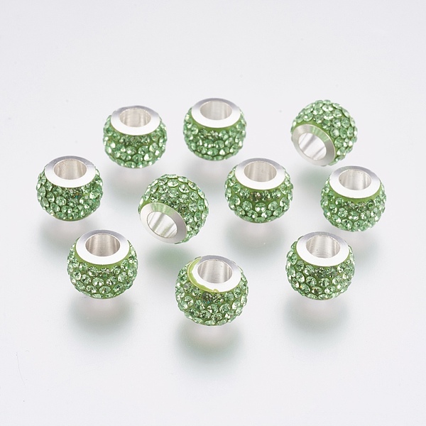 PandaHall 304 Stainless Steel European Beads, with Polymer Clay Rhinestone, Large Hole Beads, Rondelle, Peridot, 11x7.5mm, Hole: 5mm..., Green
PandaHall 304 Stainless Steel European Beads, with Polymer Clay Rhinestone, Large Hole Beads, Rondelle, Peridot, 11x7.5mm, Hole: 5mm..., Green