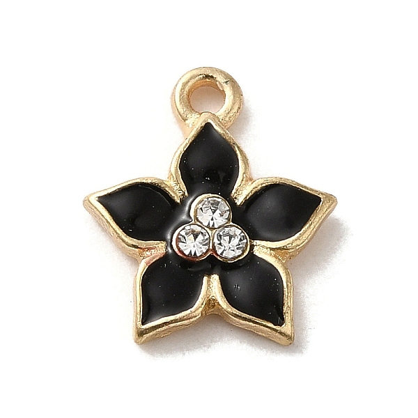PandaHall Flower Alloy Enamel Pendants, with Rhinestone, Light Gold, Black, 13.5x12.5x2.5mm, Hole: 1.4mm Alloy Rhinestone+Enamel Flower..., Clear
PandaHall Flower Alloy Enamel Pendants, with Rhinestone, Light Gold, Black, 13.5x12.5x2.5mm, Hole: 1.4mm Alloy Rhinestone+Enamel Flower..., Clear