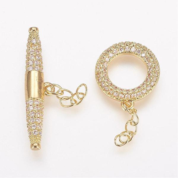 PandaHall Brass Micro Pave Cubic Zirconia Ring Toggle Clasps, Golden, Ring: 15x13x2mm, Bar: 6x27x4mm. Brass+Cubic Zirconia Ring
PandaHall Brass Micro Pave Cubic Zirconia Ring Toggle Clasps, Golden, Ring: 15x13x2mm, Bar: 6x27x4mm. Brass+Cubic Zirconia Ring