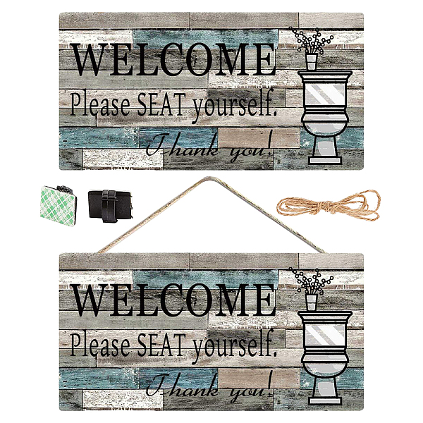 PandaHall Natural Wood Hanging Wall Decorations for Toilets Home Decorations, with Jute Twine, Rectangle with Word Welcome Please Seat..., Gray
PandaHall Natural Wood Hanging Wall Decorations for Toilets Home Decorations, with Jute Twine, Rectangle with Word Welcome Please Seat..., Gray