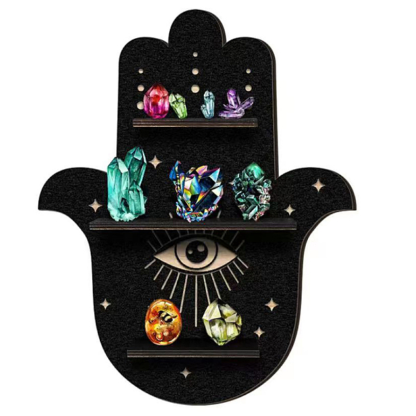 PandaHall Wooden Shelf for Crystals, Witchcraft Floating Wall Shelf, Hamsa Hand, 400x311mm Wood Hamsa Hand Black
PandaHall Wooden Shelf for Crystals, Witchcraft Floating Wall Shelf, Hamsa Hand, 400x311mm Wood Hamsa Hand Black