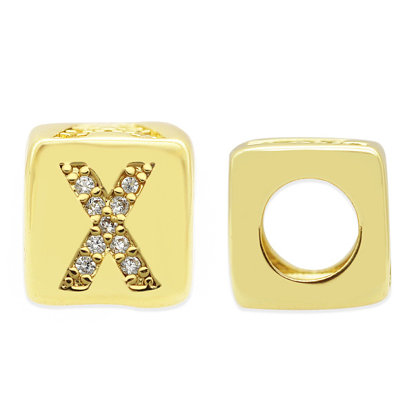 PandaHall Brass Micro Pave Clear Cubic Zirconia European Beads, Cube with Letter, Letter.X, 8.5x8.5x8.5mm, Hole: 5mm, 3pcs/bag Brass Letter...
PandaHall Brass Micro Pave Clear Cubic Zirconia European Beads, Cube with Letter, Letter.X, 8.5x8.5x8.5mm, Hole: 5mm, 3pcs/bag Brass Letter...
