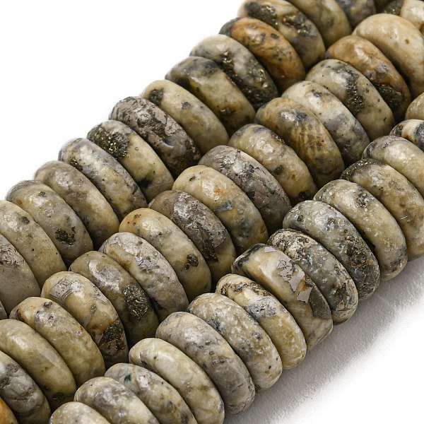 PandaHall Natural Pyrite Beads Stands, Dyed, Rondelle, 8x2~2.5mm, Hole: 1.2mm, about 161pcs/strand, 15.71~15.83''(39.9~40.2cm) Pyrite...
PandaHall Natural Pyrite Beads Stands, Dyed, Rondelle, 8x2~2.5mm, Hole: 1.2mm, about 161pcs/strand, 15.71~15.83''(39.9~40.2cm) Pyrite...