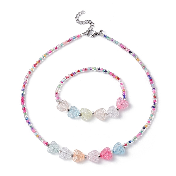 PandaHall Acrylic Heart & Seed Beaded Necklace & Stretch Bracelet, Jewelry Set for Kids, Colorful, 14 inch(35.6cm), 2 inch(5cm) Inner...
PandaHall Acrylic Heart & Seed Beaded Necklace & Stretch Bracelet, Jewelry Set for Kids, Colorful, 14 inch(35.6cm), 2 inch(5cm) Inner...
