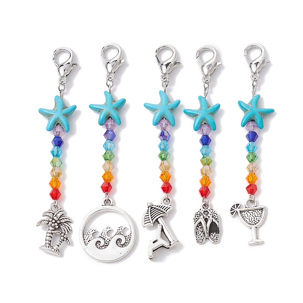 PandaHall Glass & Starfish Synthetic Turquoise Pendants Decorations, with Alloy Lobster Claw Clasps, Coconut Tree & Slipper & Cocktail &...
PandaHall Glass & Starfish Synthetic Turquoise Pendants Decorations, with Alloy Lobster Claw Clasps, Coconut Tree & Slipper & Cocktail &...