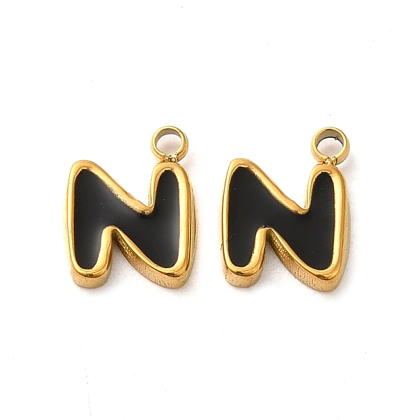 PandaHall 304 Stainless Steel Enamel Charms, Real 14K Gold Plated, Letter, Letter N, 8.5x6.5x1.3mm, Hole: 1.2mm Stainless Steel+Enamel..., Black
PandaHall 304 Stainless Steel Enamel Charms, Real 14K Gold Plated, Letter, Letter N, 8.5x6.5x1.3mm, Hole: 1.2mm Stainless Steel+Enamel..., Black