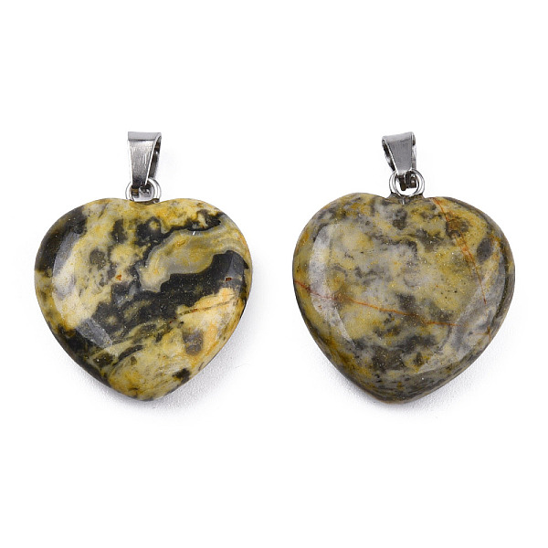 PandaHall Natural Map Stone Pendants, with Stainless Steel Color Tone Stainless Steel Snap On Bails, Heart Charm, Dyed & Heated, Pale...
PandaHall Natural Map Stone Pendants, with Stainless Steel Color Tone Stainless Steel Snap On Bails, Heart Charm, Dyed & Heated, Pale...