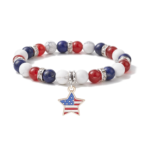 PandaHall Independence Day Natural Mixed Gemstone Round Beaded Stretch Bracelet, with Star Alloy Enamel Charms, Inner Diameter: 2-3/8 inch...
PandaHall Independence Day Natural Mixed Gemstone Round Beaded Stretch Bracelet, with Star Alloy Enamel Charms, Inner Diameter: 2-3/8 inch...