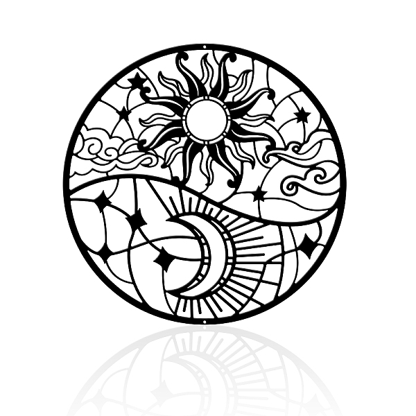 PandaHall Iron Wall Art Decorations, for Front Porch, Living Room, Kitchen, Matte Style, Flat Round, Sun Pattern, 300x1mm Iron Sun
PandaHall Iron Wall Art Decorations, for Front Porch, Living Room, Kitchen, Matte Style, Flat Round, Sun Pattern, 300x1mm Iron Sun