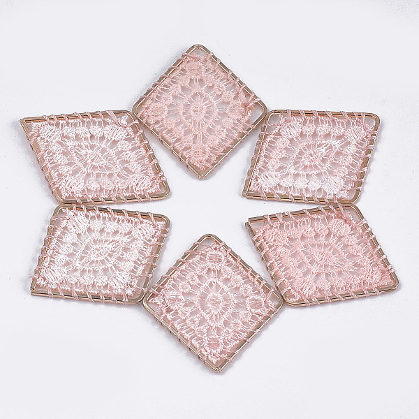 PandaHall Polyester Woven Pendant Decorations, with Iron Findings, Rhombus with Flower, Light Gold, Pink, 45x37.5x2mm Polyester Rhombus Pink
PandaHall Polyester Woven Pendant Decorations, with Iron Findings, Rhombus with Flower, Light Gold, Pink, 45x37.5x2mm Polyester Rhombus Pink