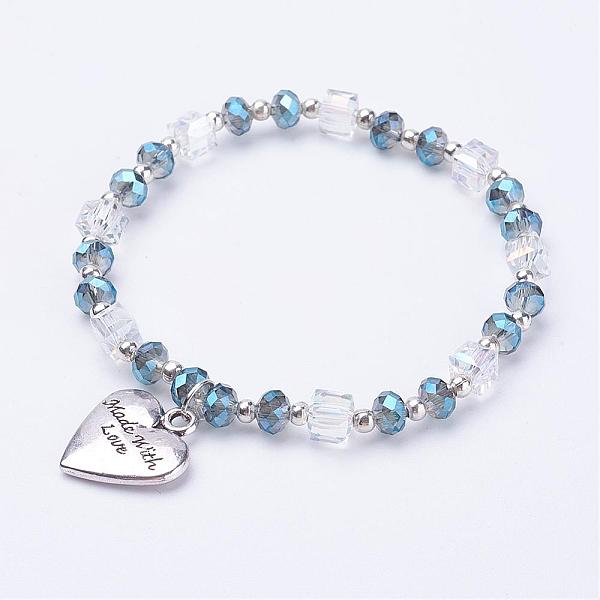 PandaHall Heart Charm Bracelets, with Iron, Faceted Glass Beads and Alloy Pendants, Mixed Color, 2-1/8 inch(53mm) Glass Multicolor
PandaHall Heart Charm Bracelets, with Iron, Faceted Glass Beads and Alloy Pendants, Mixed Color, 2-1/8 inch(53mm) Glass Multicolor
