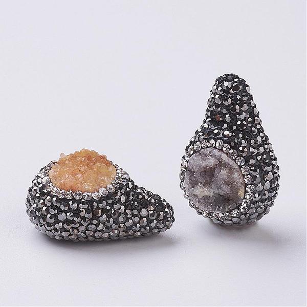 PandaHall Handmade Polymer Clay Rhinestones Beads, with Natural Druzy Agate, teardrop, 28~30x19~20x13.5~14.5mm, Hole: 1mm Natural Agate...
PandaHall Handmade Polymer Clay Rhinestones Beads, with Natural Druzy Agate, teardrop, 28~30x19~20x13.5~14.5mm, Hole: 1mm Natural Agate...