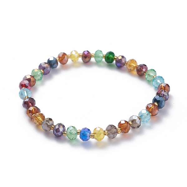 PandaHall Electroplate Faceted Abacus Glass Beaded Stretch Bracelets, with Glass Seed Beads, Mixed Color, 2-1/8 inch(5.5cm) Glass Multicolor
PandaHall Electroplate Faceted Abacus Glass Beaded Stretch Bracelets, with Glass Seed Beads, Mixed Color, 2-1/8 inch(5.5cm) Glass Multicolor