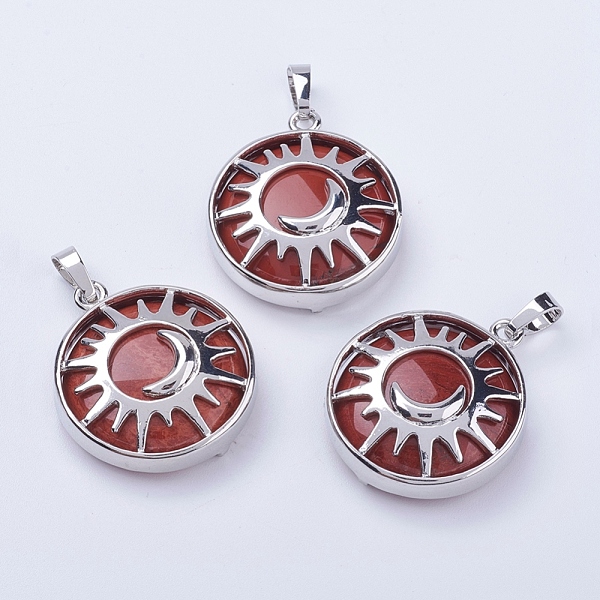 PandaHall Natural Red Jasper Pendants, with Brass Findings, Flat Round with Sun & Moon, Platinum, 31x27.5x8mm, Hole: 5x7mm Red Jasper Flat...
PandaHall Natural Red Jasper Pendants, with Brass Findings, Flat Round with Sun & Moon, Platinum, 31x27.5x8mm, Hole: 5x7mm Red Jasper Flat...