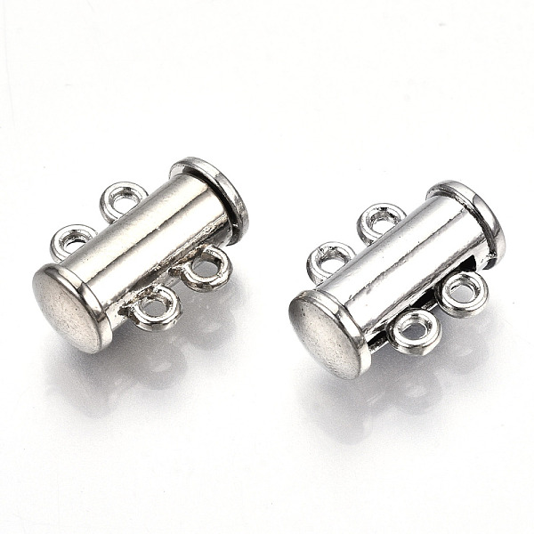 PandaHall 2-Strands Brass Magnetic Slide Lock Clasps, 4-Hole, Tube, Platinum, 15x10.5x6.5mm, Hole: 1.5mm Alloy
PandaHall 2-Strands Brass Magnetic Slide Lock Clasps, 4-Hole, Tube, Platinum, 15x10.5x6.5mm, Hole: 1.5mm Alloy
