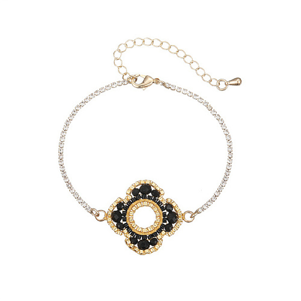 PandaHall Glass Seed Beaded Flower Link Bracelet with Golden Stainless Steel Chains, Black, 6-3/4 inch(17cm) Glass Flower Black
PandaHall Glass Seed Beaded Flower Link Bracelet with Golden Stainless Steel Chains, Black, 6-3/4 inch(17cm) Glass Flower Black