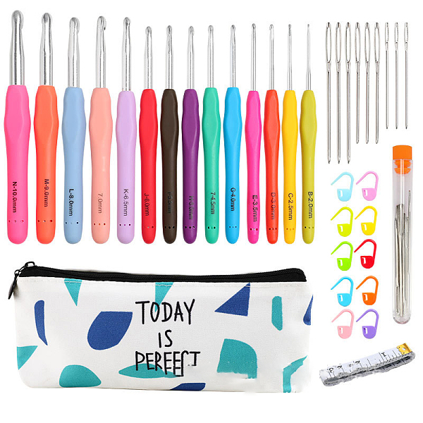 PandaHall DIY Knitting Tool Sets, including Aluminum Crochet Hooks Needles, Random Color Plastic Locking Stitch Marker, Tape Measure, Needle..., White
PandaHall DIY Knitting Tool Sets, including Aluminum Crochet Hooks Needles, Random Color Plastic Locking Stitch Marker, Tape Measure, Needle..., White