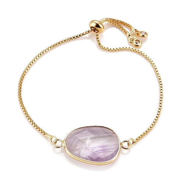 PandaHall Adjustable Brass Bolo Bracelets, Slider Bracelets, with Cubic Zirconia and Natural Amethyst Links, Oval, Golden, Inner Diameter...
PandaHall Adjustable Brass Bolo Bracelets, Slider Bracelets, with Cubic Zirconia and Natural Amethyst Links, Oval, Golden, Inner Diameter...