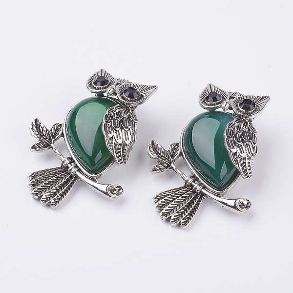PandaHall Natural Agate Pendants, with Alloy Finding, Owl, Antique Silver, 46.5x35.5x11.5mm, Hole: 6x8.5mm Natural Agate Owl
PandaHall Natural Agate Pendants, with Alloy Finding, Owl, Antique Silver, 46.5x35.5x11.5mm, Hole: 6x8.5mm Natural Agate Owl