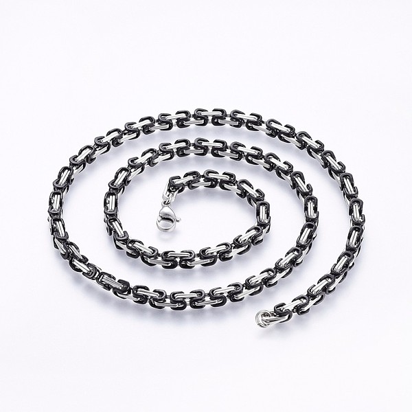 PandaHall 201 Stainless Steel Byzantine Chain Necklaces, with Lobster Claw Clasps, Gunmetal & Stainless Steel Color, 23.6 inch(60cm), 4x4mm...
PandaHall 201 Stainless Steel Byzantine Chain Necklaces, with Lobster Claw Clasps, Gunmetal & Stainless Steel Color, 23.6 inch(60cm), 4x4mm...