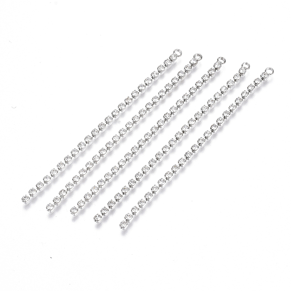 PandaHall Brass Rhinestone Cup Chains Tassel Big Pendants, Crystal, Platinum, 70x2.5x2mm, Hole: 1.6mm Brass
PandaHall Brass Rhinestone Cup Chains Tassel Big Pendants, Crystal, Platinum, 70x2.5x2mm, Hole: 1.6mm Brass