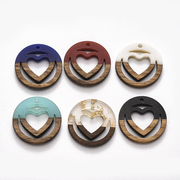 PandaHall Resin & Walnut Wood Pendants, Ring with Heart, Mixed Color, 25x3mm, Hole: 1.8mm Resin+Wood Ring Multicolor
PandaHall Resin & Walnut Wood Pendants, Ring with Heart, Mixed Color, 25x3mm, Hole: 1.8mm Resin+Wood Ring Multicolor