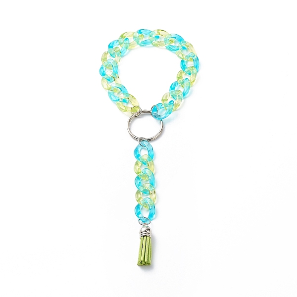 PandaHall Wristlet Keychain Acrylic Curb Chain Keychain Bracelet, with Faux Suede Tassel, for Women and Girls, Platinum, 262mm Iron
PandaHall Wristlet Keychain Acrylic Curb Chain Keychain Bracelet, with Faux Suede Tassel, for Women and Girls, Platinum, 262mm Iron