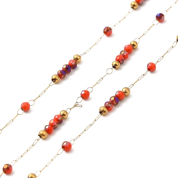 PandaHall Brass Handmade Beaded Chains, with Glass Beads, with Spool, Unwelded, Real 18K Gold Plated, Orange Red, 9~9.5x2x2mm, about 32.81...
PandaHall Brass Handmade Beaded Chains, with Glass Beads, with Spool, Unwelded, Real 18K Gold Plated, Orange Red, 9~9.5x2x2mm, about 32.81...