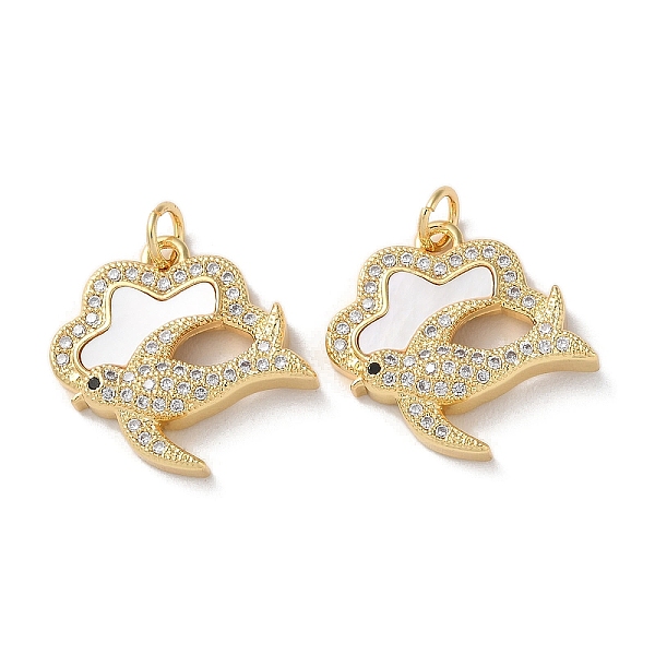 PandaHall Brass Micro Pave Clear Cubic Zirconia Pendants, with Shell and Jump Ring, Real 18K Gold Plated, Bird, 18.5x20x4mm, Hole: 3mm...
PandaHall Brass Micro Pave Clear Cubic Zirconia Pendants, with Shell and Jump Ring, Real 18K Gold Plated, Bird, 18.5x20x4mm, Hole: 3mm...