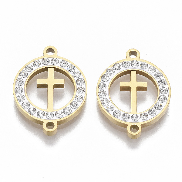 PandaHall 201 Stainless Steel Links connectors, with Polymer Clay Crystal Rhinestone, for Religion, Flat Round with Cross, Golden..., Clear
PandaHall 201 Stainless Steel Links connectors, with Polymer Clay Crystal Rhinestone, for Religion, Flat Round with Cross, Golden..., Clear