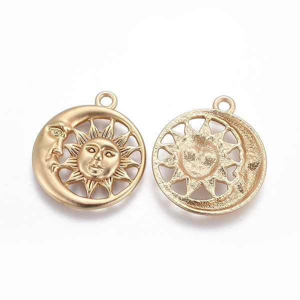 PandaHall Alloy Pendants, Sun & Moon, Lead Free & Nickel Free & Cadmium Free, Real 18K Gold Plated, Matte Gold Color, 30x26.5x3mm, Hole...
PandaHall Alloy Pendants, Sun & Moon, Lead Free & Nickel Free & Cadmium Free, Real 18K Gold Plated, Matte Gold Color, 30x26.5x3mm, Hole...