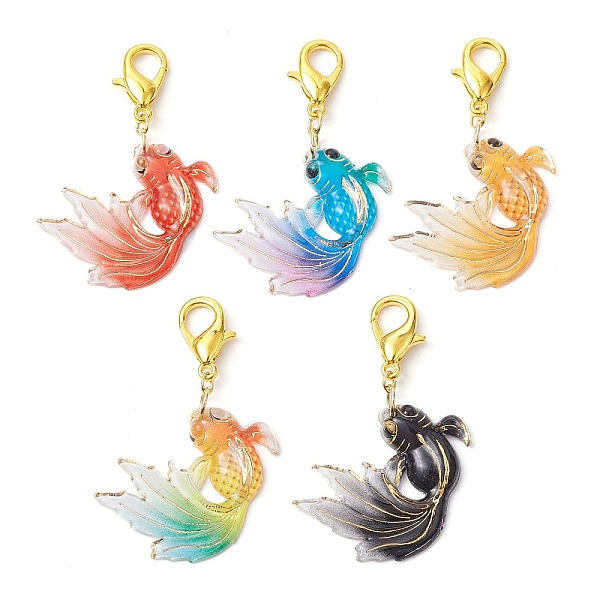 PandaHall Goldfish Acrylic Pendant Decoration, with Alloy Clasp, Mixed Color, 48mm Acrylic Fish Multicolor 
PandaHall Goldfish Acrylic Pendant Decoration, with Alloy Clasp, Mixed Color, 48mm Acrylic Fish Multicolor